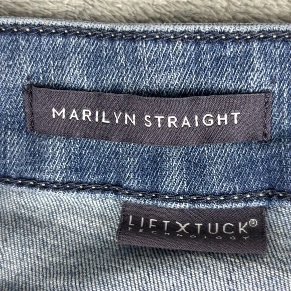 NYDJ Jeans Womens 14 Blue Marilyn Straight Lift Tuck Denim Stretch Medium Wash - Picture 7 of 14